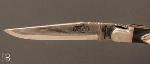 Couteau Laguiole 12 CM en corne d'aubrac - double platines par Forge de Laguiole - Lame brute de forge