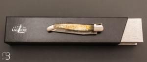 Couteau Laguiole 12 CM en corne d'aubrac - double platines par Forge de Laguiole - Lame brute de forge