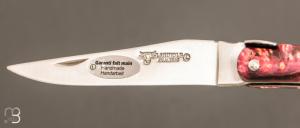 Couteau Laguiole en Aubrac Collection Cosmos modèle " Saturne " - Loupe de sureau rose