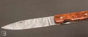  Couteau " Le Français " pliant par Perceval - lame damas et Thuya