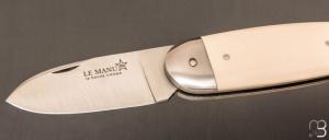   Couteau "  Le Manu " par La Bonne Trempe - Corian blanc et 14c28