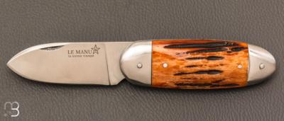   Couteau "  Le Manu " par La Bonne Trempe - Os cerfé et 14c28