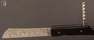 Couteau " Le Vendredi" par Perceval - ébène du Gabon et lame en damas