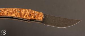   Couteau  "  Liner-lock custom " pliant par David Lespect - Bouleau madré et D2 stonewashed