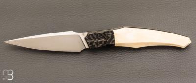   Couteau " Liner-lock custom " de Berthelemy Gabriel - La Forge Agab - Ivoire de mammouth et RWL34