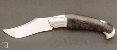   Couteau " Nuevo Western lock-back " de Cyril Kalisz - Loupe d'amboine et RWL34