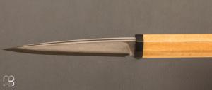  Couteau " Office type Japonais " par Nicolas Kowal - Buis et lame Suminagashi VG10