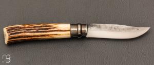Couteau " Opinel N°09 " custom bois de cerf par Laurent Gaillard