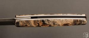    Couteau " Puukko " pliant des Forges d'Haraldr - Loupe de peuplier stabilisée et damas