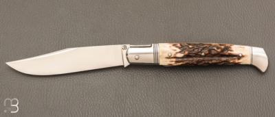 Couteau " Rumilly " custom de Jérôme Bellon - Bois de cerf et RWL34