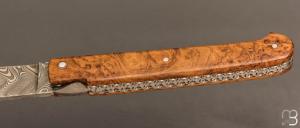   Couteau  " le  Sauveterre " régional pliant - Loupe de teck et lame damas