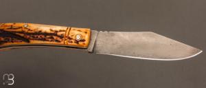   Couteau "Scagel" par Pierre Henri Monnet - Bois de cerf et acier 90McV8