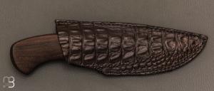   Couteau Semi intégral custom fixe de Israel Nascher  - Brazilian Rosewood et damas