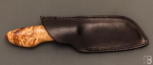    Couteau Semi intégral custom fixe de Israel Nascher  - Loupe de peuplier stabilisée et damas