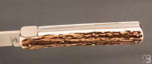   Couteau " Style Pradel " par Eric Albert - Bois de cerf et lame D2