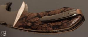 Couteau " Sub Hilt flipper folder " de Javier VOGT - Damas et Liana wood - Sam Lurquin Design