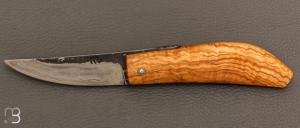   Couteau " XIII " par Martin CLAUDEL - Olivier et sandwich acier ancien et vieux fer feuilleté