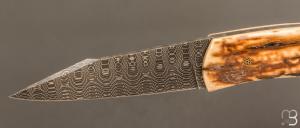   Couteau " custom " de Alain & Joris Chomilier - Ivoire de mammouth et damas "spirographe" de Vegas Forge