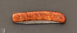 Couteau " custom " par Joël Grandjean - Loupe d'Amboine et Damasteel