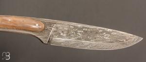   Couteau custom fixe de Hank Knickmeyer- Morse et damas