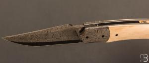   Couteau " custom " de Berthelemy Gabriel - La Forge Agab - Ivoire de mammouth et lame damas