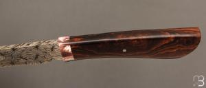   Couteau droit par Nicolas Mestrallet - Atelier du couteau de Vaunaveys - Lame forgée acier damas mosaïque et bois de fer