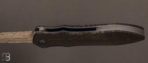 Dague pliante  "  Le Milan  " par Nicolas Kowal - Fibre de carbone sidecut et Damasteel