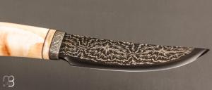    Couteau droit fait main par Jean Paul Sire - Ivoire de Phacochère et Damas