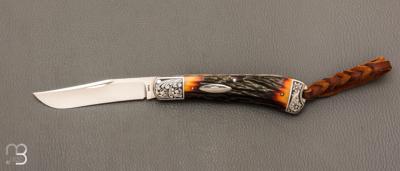 Couteau de poche " Single Blade Trapper " par Bill Ruple - Gravure Joe Mason