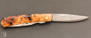 Couteau " 12A PERO " fait main par Denis Lagarde - Racine de châtaignier stabilisée