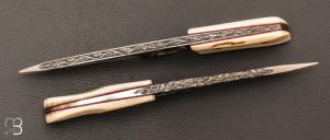 Coffret de 2 couteaux droits " Bécasses"  par Charles Roulin