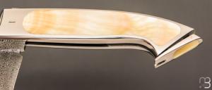   Couteau  "  120 Méditerranée " par Charles Bennica - Nacre jaune et damas  d'Anthony Brochier