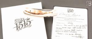  Couteau 1515 collection "Africa" par Manu Laplace - Dent de Phacochère et lame damas