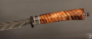  Couteau droit de collection  par Anthony Brochier - Tasmanian black wood et damas Torsadé plume