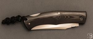 Couteau " BadAss " custom lock-back par Raphaël Durand - fibre de carbone unidirectionnelle et RWL34