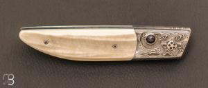    Couteau  "  Ball Release " damasteel custom par Des Horn