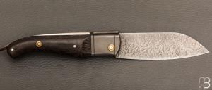    Couteau " Bohémien " par Tony Ruot - Loupe de chêne stabilisée et damas sauvage