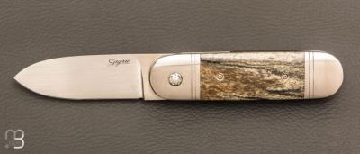  Couteau " Bouledogue " liner-lock de Stéphane Sagric - Os teinté et lame en RWL34