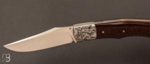 Couteau "Boxer" custom par Raphaël Durand - Micarta barbwire et RWL-34