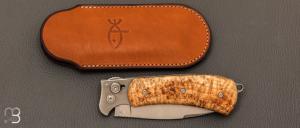 Couteau " Buffalo " par Éric Parmentier - Loupe de frêne et lame en RWL34