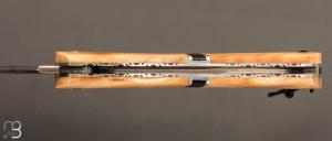 Couteau " Camembert damas" régional pliant en fourche de peuplier stabilisée
