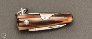  Couteau de poche Coup de Poing 7 cm Corne Blonde par J. Mongin