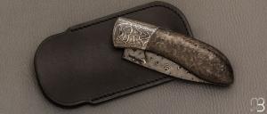   Couteau " Edcix " custom de Florent Dall'ava - L'atelier Dall'ava - fibre de carbone et lame damas