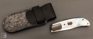   Couteau "Foxy" custom par Maxime Belzunce - Nacre blanche et RWL34