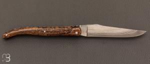  Couteau "Laguiole 12 cm " par Rozelier Fabien- Ty Coutelier - Mammouth et lame Suminagashi