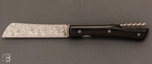 Couteau " Le Vendredi" par Perceval - ébène du Gabon et lame en damas