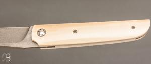   Couteau " Light " liner-lock par Thierry Chevron - Ivoire de mammouth et damas wootz