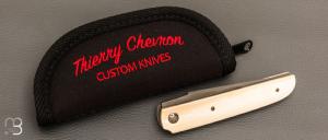   Couteau " Light " liner-lock par Thierry Chevron - Ivoire de mammouth et damas wootz