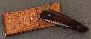  Couteau " Liner-Lock " damas et bois de fer d'Arizona par Alain & Joris Chomilier