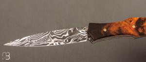   Couteau "Magna Pinna" fait main par Laraud Blade  - Bois de fer et damas torsadé